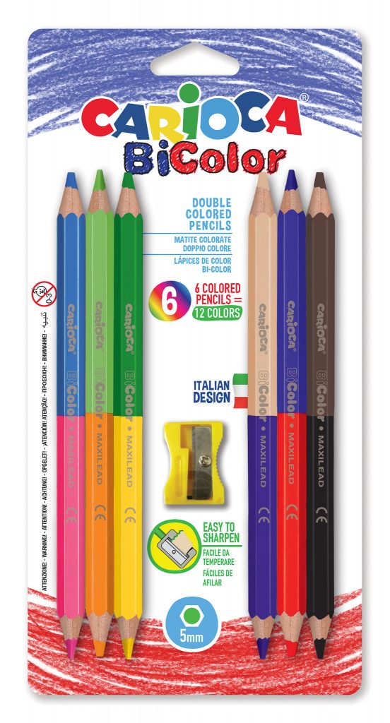 Carioca - Jumbo kétvégű színes ceruza készlet hegyezővel, 6 db