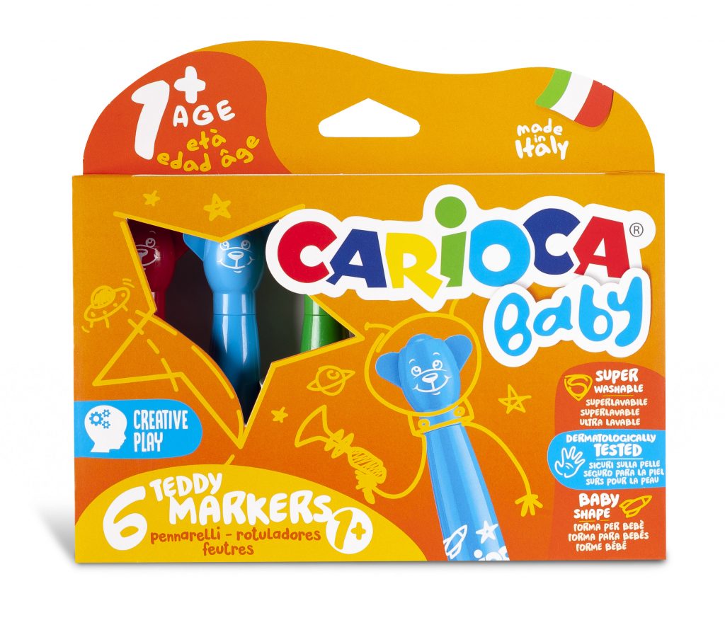 Carioca Baby - Teddy Marker - 6 db-os mackó formájú színes filctoll készlet