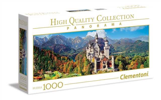 1000 db-os High Quality Collection Panoráma puzzle - Neuschwanstein, Németország