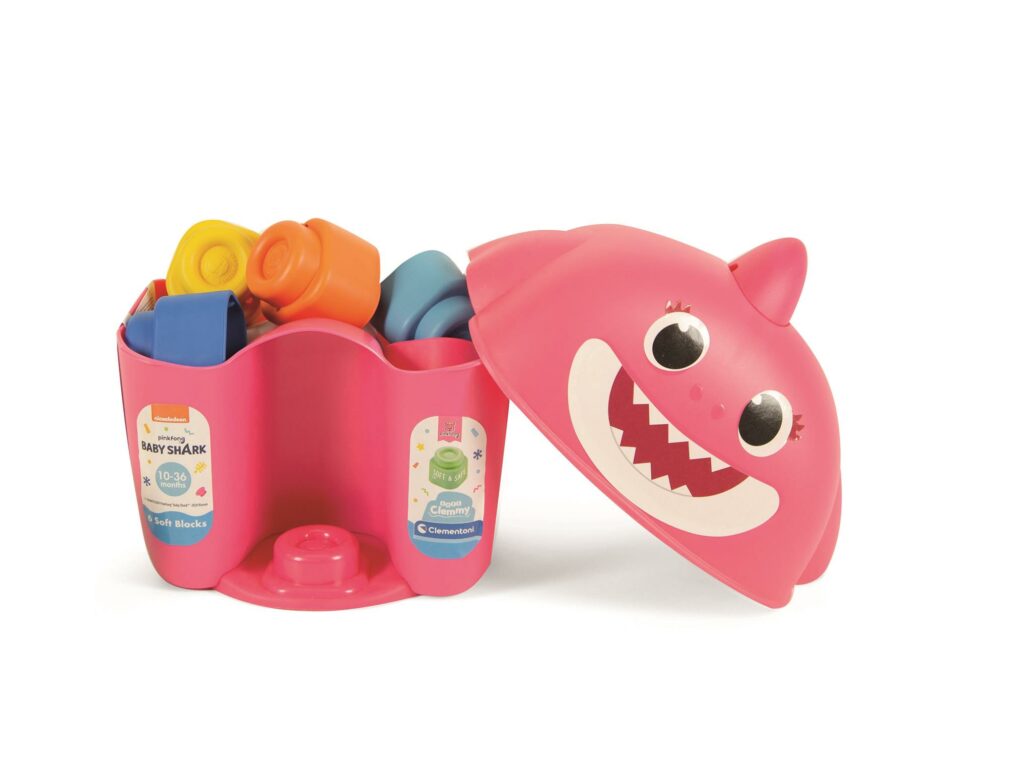 Clemmy - Baby Shark tároló, karakterekkel rózsaszín